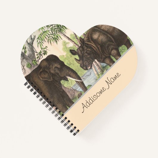 アンティークエレファントリノインジャングルプリントノート ノートブック (正面)