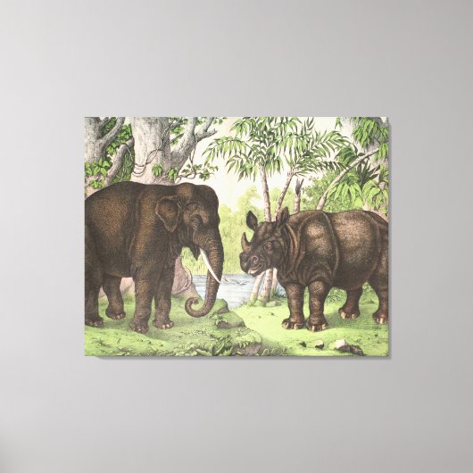 アンティークエレファントリノインジャングルプリント キャンバスプリント (正面)