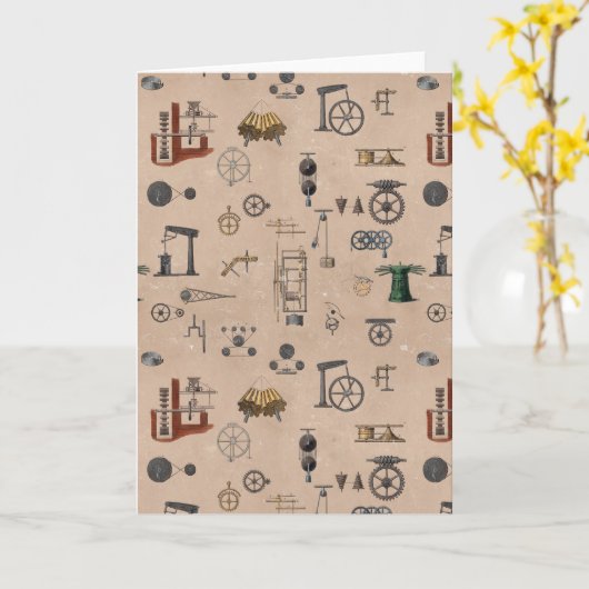 アンティークエンジニアリングの機械的科学的パターン カード (黄色い花)