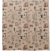 アンティークエンジニアリングの機械的科学的パターン シャワーカーテン (正面)