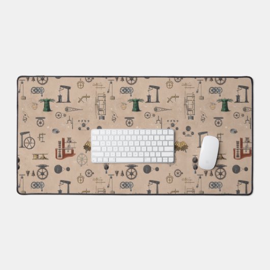 アンティークエンジニアリングの機械的科学的パターン デスクマット (キーボード&マウス)