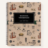 アンティークエンジニアリングの機械的科学的パターン ノートブック (正面)