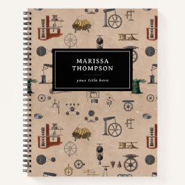 アンティークエンジニアリングの機械的科学的パターン ノートブック