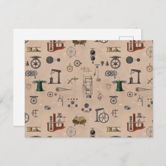 アンティークエンジニアリングの機械的科学的パターン ポストカード (正面/裏面)