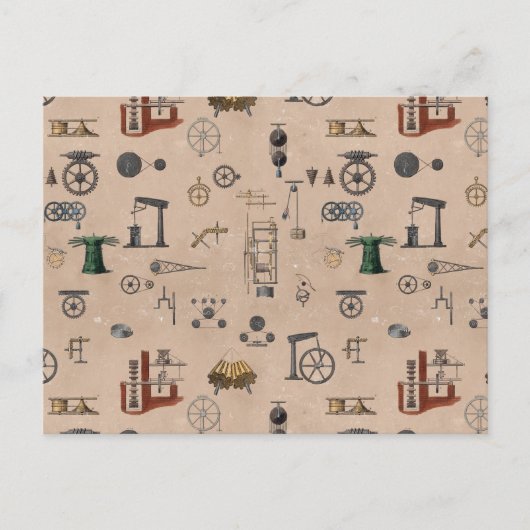 アンティークエンジニアリングの機械的科学的パターン ポストカード (正面)
