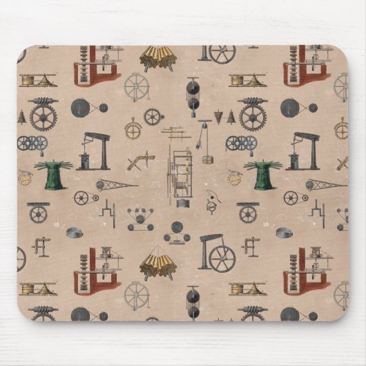 アンティークエンジニアリングの機械的科学的パターン マウスパッド (正面)