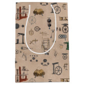 アンティークエンジニアリングの機械的科学的パターン ミディアムペーパーバッグ (正面)