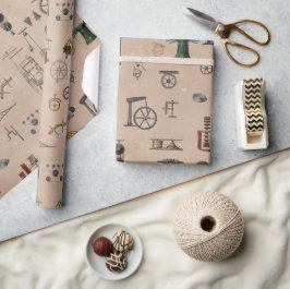 アンティークエンジニアリングの機械的科学的パターン ラッピングペーパー