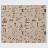 アンティークエンジニアリングの機械的科学的パターン ラッピングペーパー (フラット)