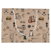 アンティークエンジニアリングの機械的科学的パターン ラージペーパーバッグ (裏面)