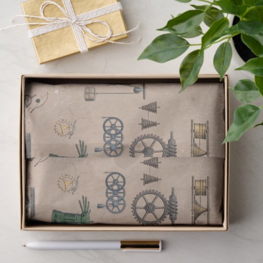 アンティークエンジニアリングの機械的科学的パターン 薄葉紙 (ギフト)