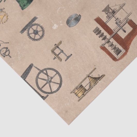 アンティークエンジニアリングの機械的科学的パターン 薄葉紙 (詳細)