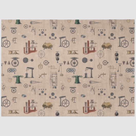 アンティークエンジニアリングの機械的科学的パターン 薄葉紙 (正面)