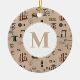 アンティークエンジニアリング機械科学モノグラム セラミックオーナメント