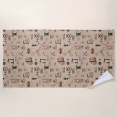 アンティークエンジニアリング機械科学 ビーチタオル (正面)