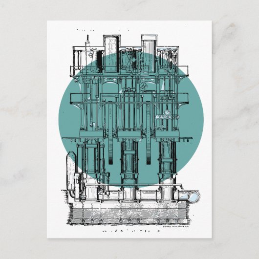 アンティークエンジン図 ポストカード (正面)