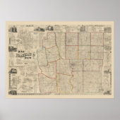 アンティークオハイオ&フランクリン郡コロンバスの地図 ポスター (正面)