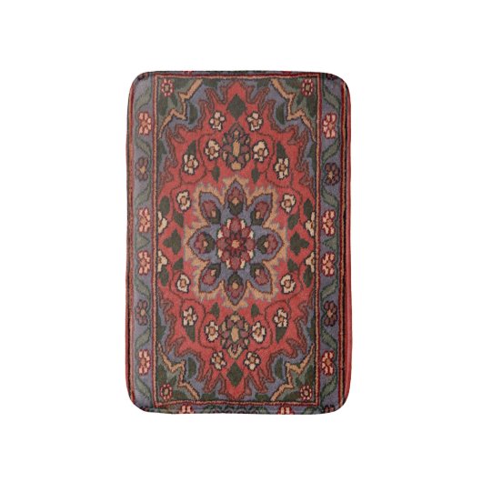 アンティークオリエンタルターキッシュペルシアラグフローラカーペット バスマット (正面縦)