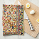 アンティークオリエンタルターキッシュペルシャカーペットテクスチャ キッチンタオル (四つ折り)