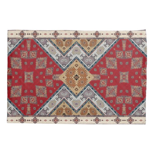 アンティークオリエンタルターキッシュペルシャカーペットラグ 枕カバー (裏面-左)