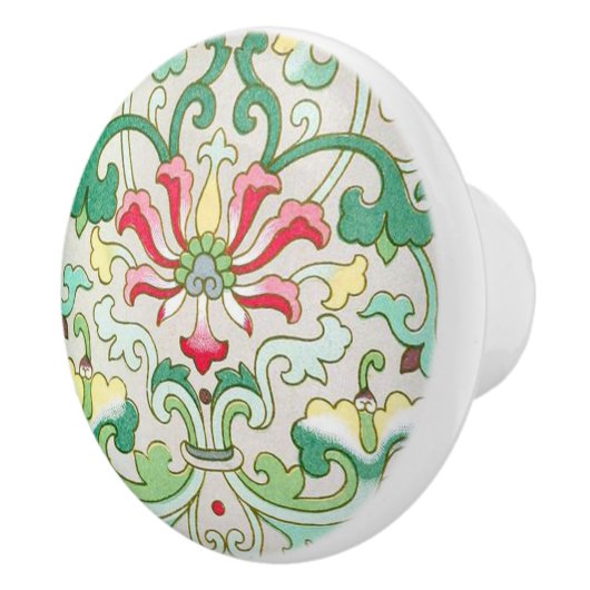 アンティークオリエンタルフローラセラミックノブ セラミックノブ (右)