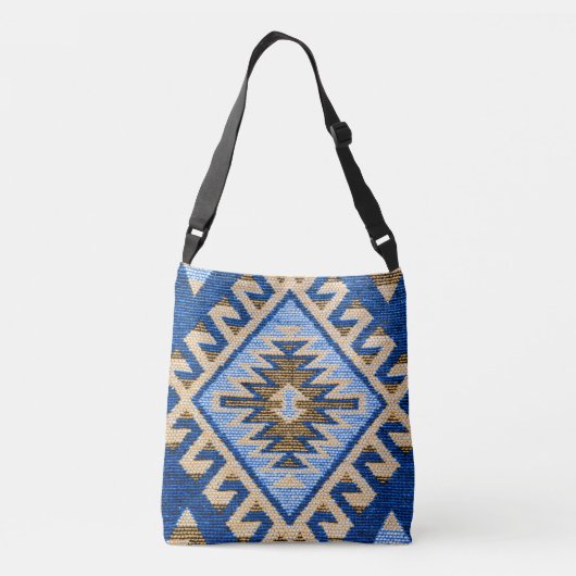 アンティークオリエンタルブルーターキッシュペルシャキリムラグ クロスボディバッグ (裏面)