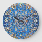 アンティークオリエンタルブルートルコペルシャじゅうたん ラージ壁時計 (正面)