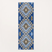 アンティークオリエンタルブルーベージュターキリムラグ ヨガマット (正面)