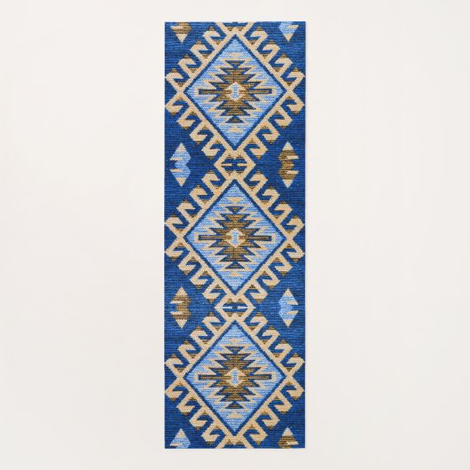 アンティークオリエンタルブルーベージュターキリムラグ ヨガマット (裏面)