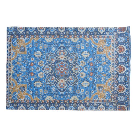 アンティークオリエンタルブルーペルシャトルコカーペット 枕カバー (裏面-左)