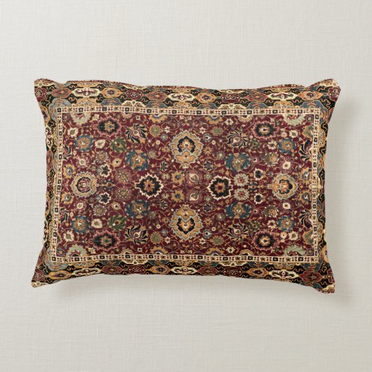 アンティークオリエンタルペルシアヘラットカーペットプリント アクセントクッション (裏面)