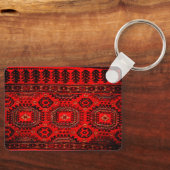 アンティークオリエンタルラグデザイン鮮やかな赤 キーホルダー (正面)