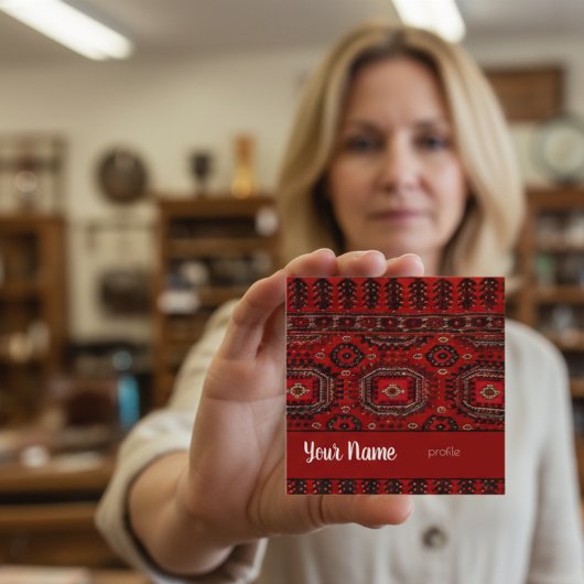 アンティークオリエンタルラグデザイン スクエア名刺