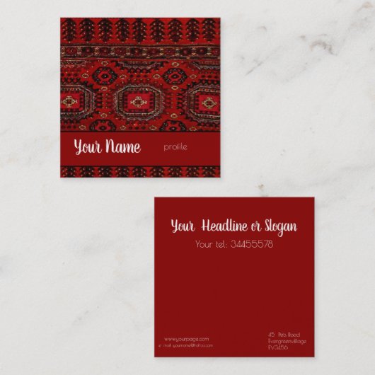 アンティークオリエンタルラグデザイン スクエア名刺 (正面/裏面)