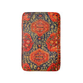 アンティークオリエンタルラグデザイン-青と明るいオレンジ バスマット (正面縦)