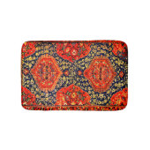 アンティークオリエンタルラグデザイン-青と明るいオレンジ バスマット (正面)