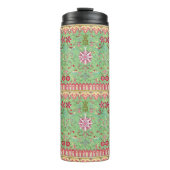 アンティークオリエンタル花柄ピンクグリーン黄 タンブラー (正面)