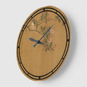 アンティークオリエ中国のンタルバードアンドフラワーズ ラージ壁時計 (傾斜)