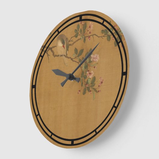 アンティークオリエ中国のンタルバードアンドフラワーズ ラージ壁時計 (傾斜)