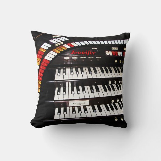 アンティークオルガンキーボード、名前、四角 クッション (正面)