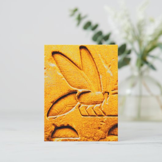 アンティークオレンジイエローエジプト蜂蜜ハチ養蜂家 ポストカード (スタンド正面)