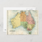 アンティークオーストラリアの地図 ポストカード (正面/裏面)