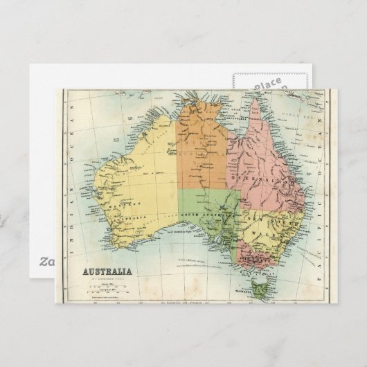 アンティークオーストラリアの地図 ポストカード (正面/裏面)