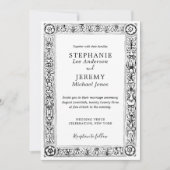 アンティークオーナメントブラックアンドホワイトボーダー招待状 招待状 (正面)