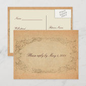 アンティークオーバルパーチメントRSVP インビテーションポストカード (正面/裏面)