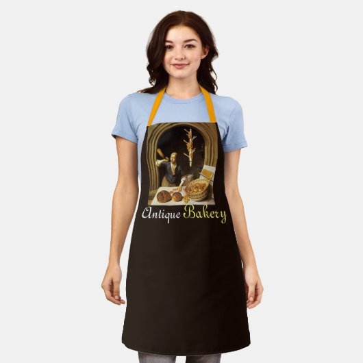 アンティークオーブンベイカー,ベーカリーパン店アダルトエプロン エプロン (着用した状態)