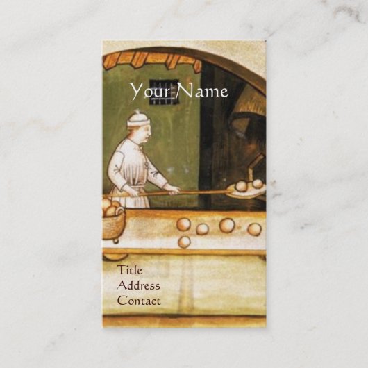 アンティークオーブンベイカー，ベーカリーパン店モノグラム 名刺 (正面)