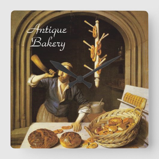 アンティークオーブンベイカー,ベーカリーパン店 スクエア壁時計 (正面)
