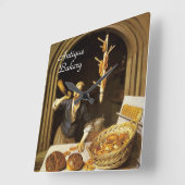 アンティークオーブンベイカー,ベーカリーパン店 スクエア壁時計 (傾斜)