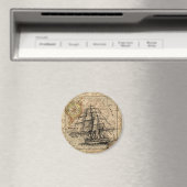 アンティークオールドジェネラルフランスマップ&シップ マグネット (インサイチュ (食洗機))